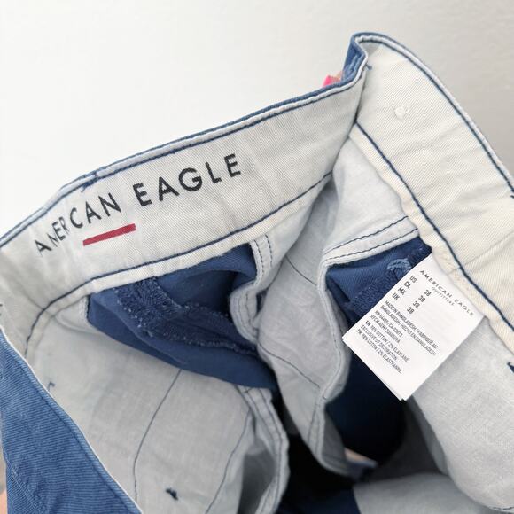 [American Eagle Outfitters] Indigo Blue Chino Shorts Summer Casual Cotton Sz 38 - Picture 9 of 9